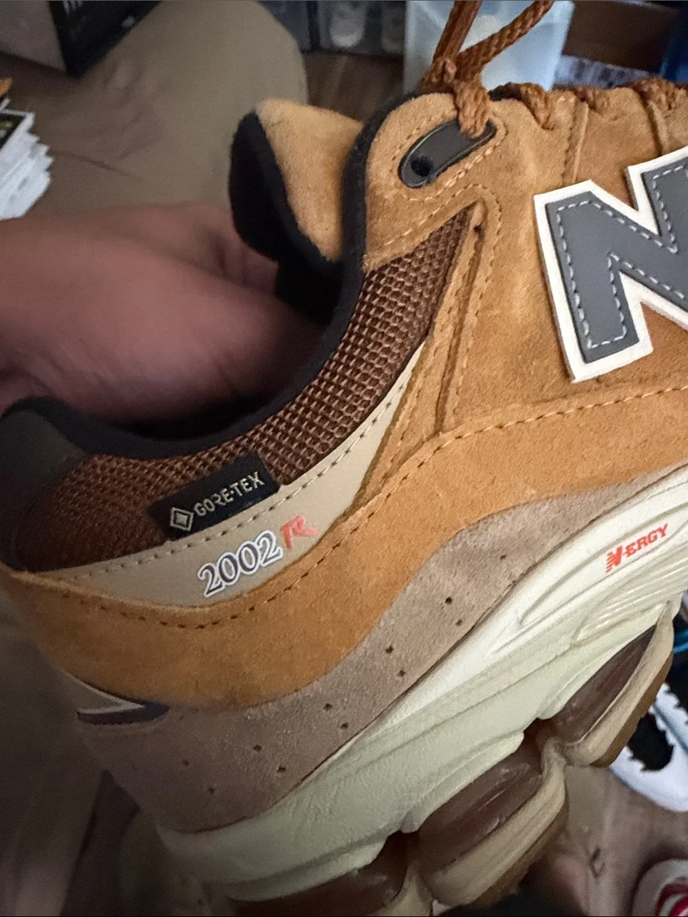 New Balance 2002r GORETEX WATER RESISTANT Tan and Brown Suede Sneakers